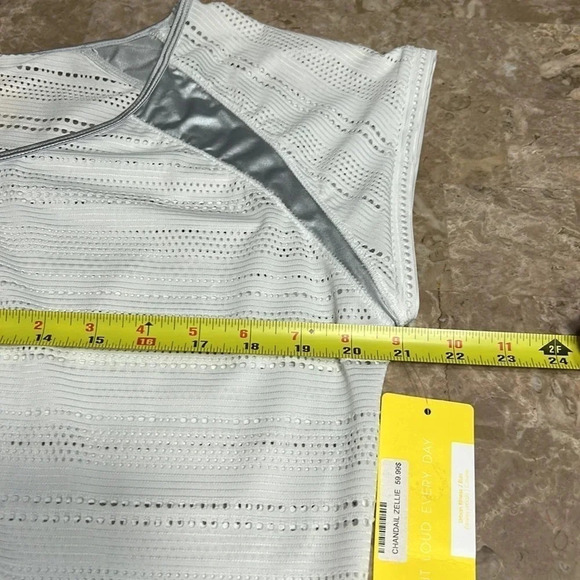 LOLE vtg oversize white sheer eyelet t shirt,silver trim,PTP 20” ,raglan,XS,S,M - Picture 13 of 15